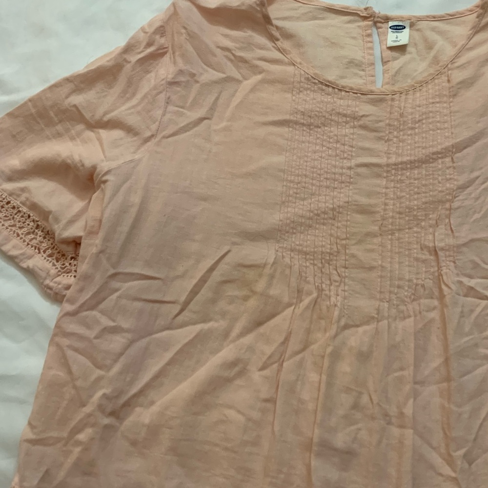 Old Navy Blush Pin-tucked Linen Blouse - L